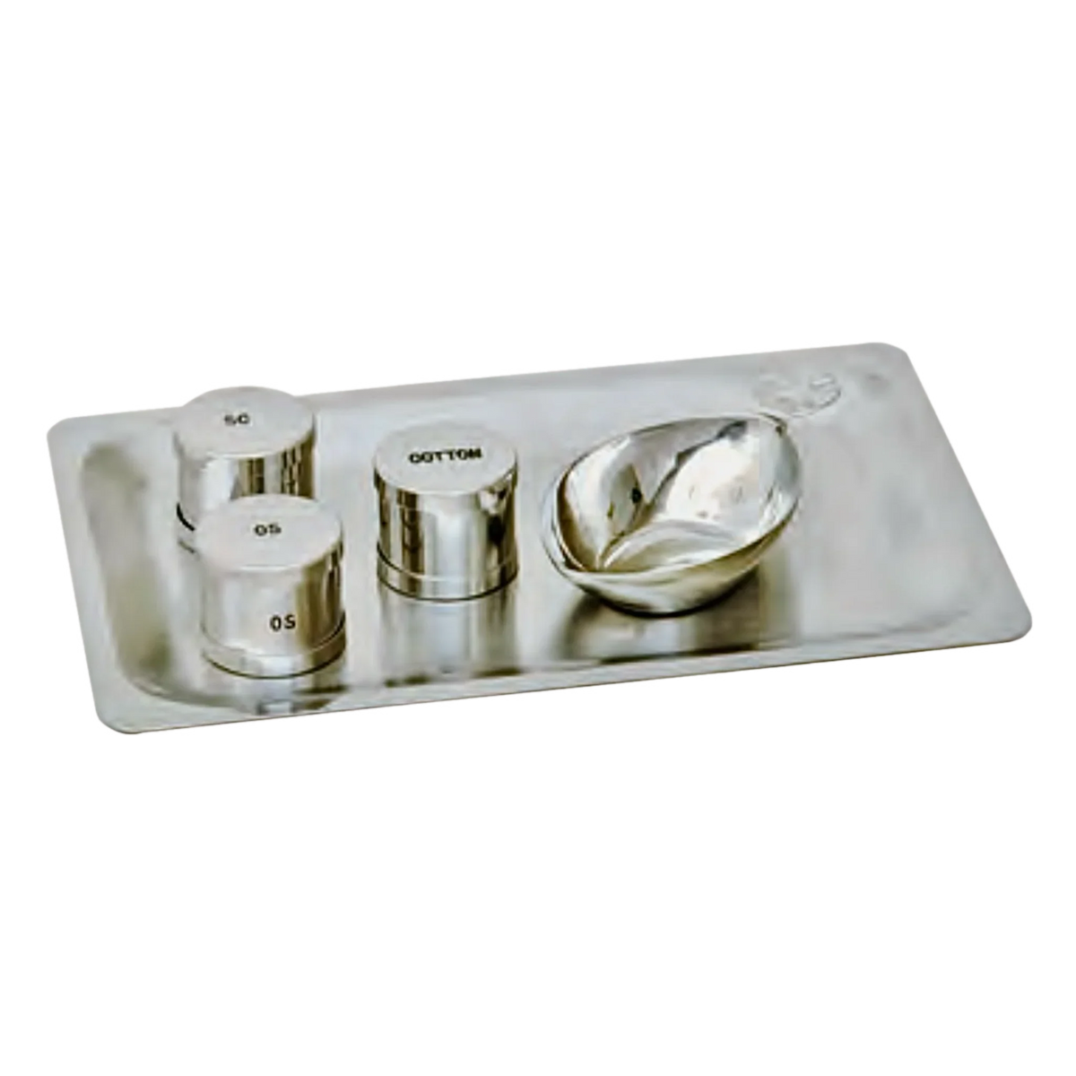 Koley's K333 baptismal set with shell and oil containers on tray