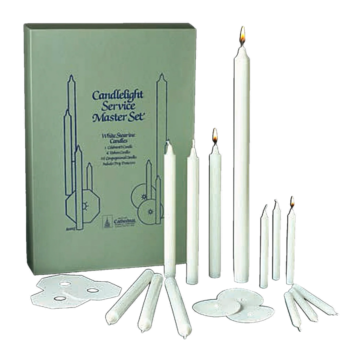Cathedral Candle Company candlelight service set with candles and bobeches