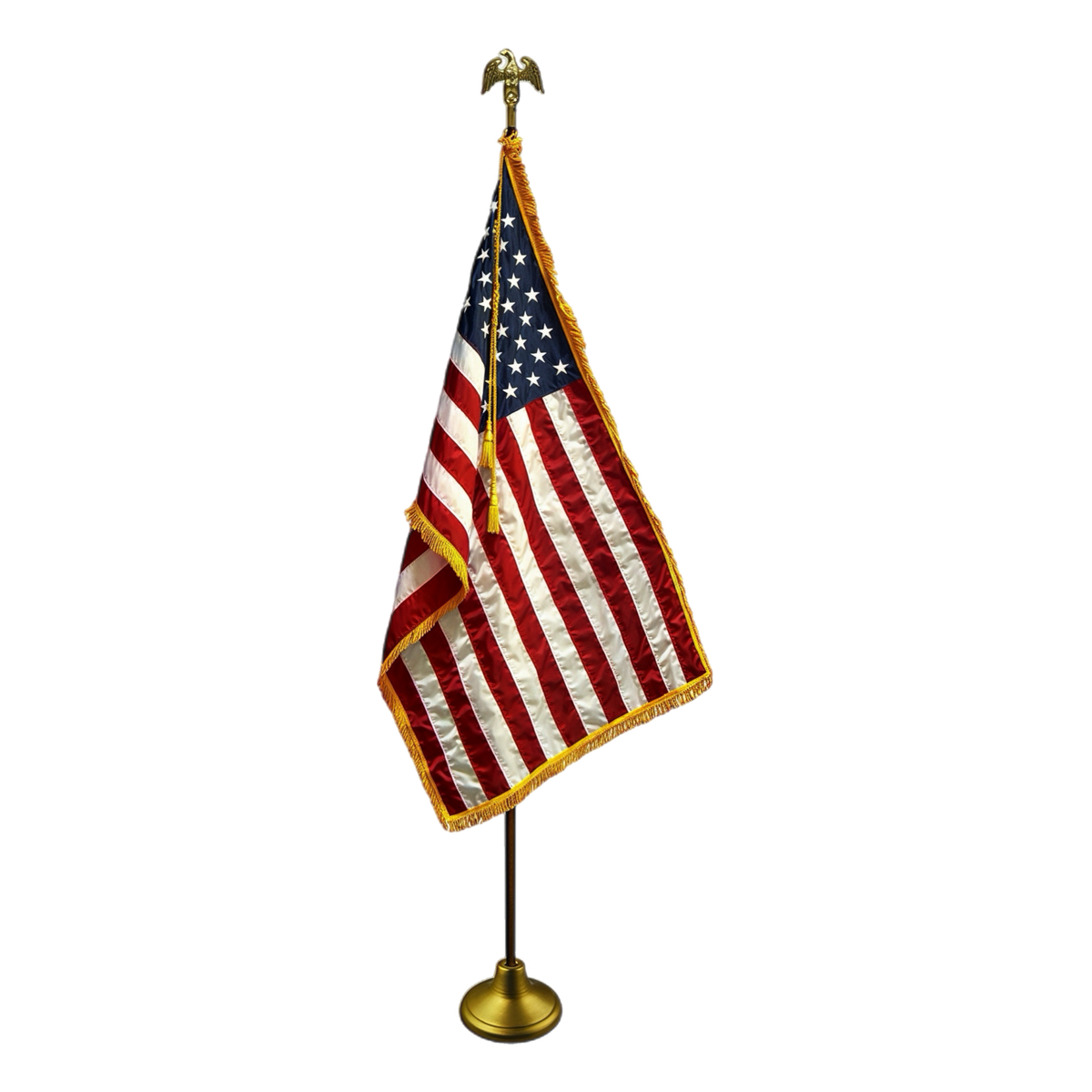 US Flag | Indoor | Gold Aluminum Pole | Complete Set