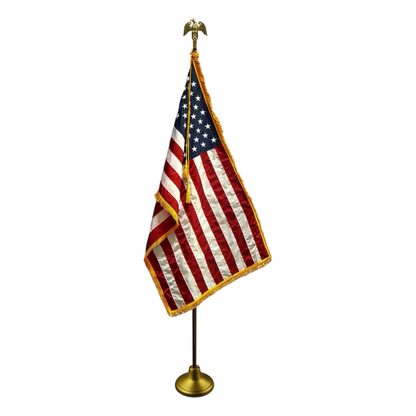 US Flag | Indoor | Gold Aluminum Pole | Complete Set