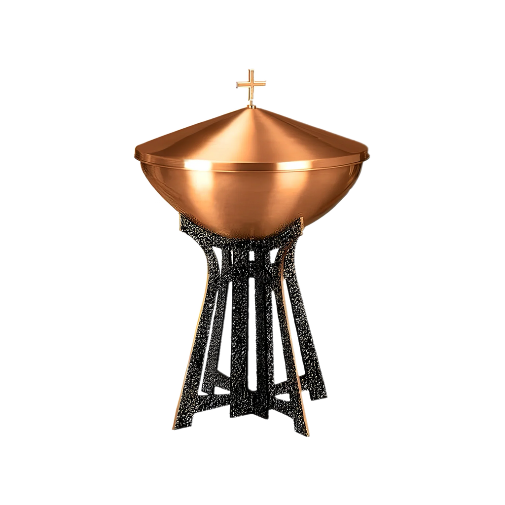 Excelsis Progressive Bronze 1136-137 bronze baptismal font with lid, view 1