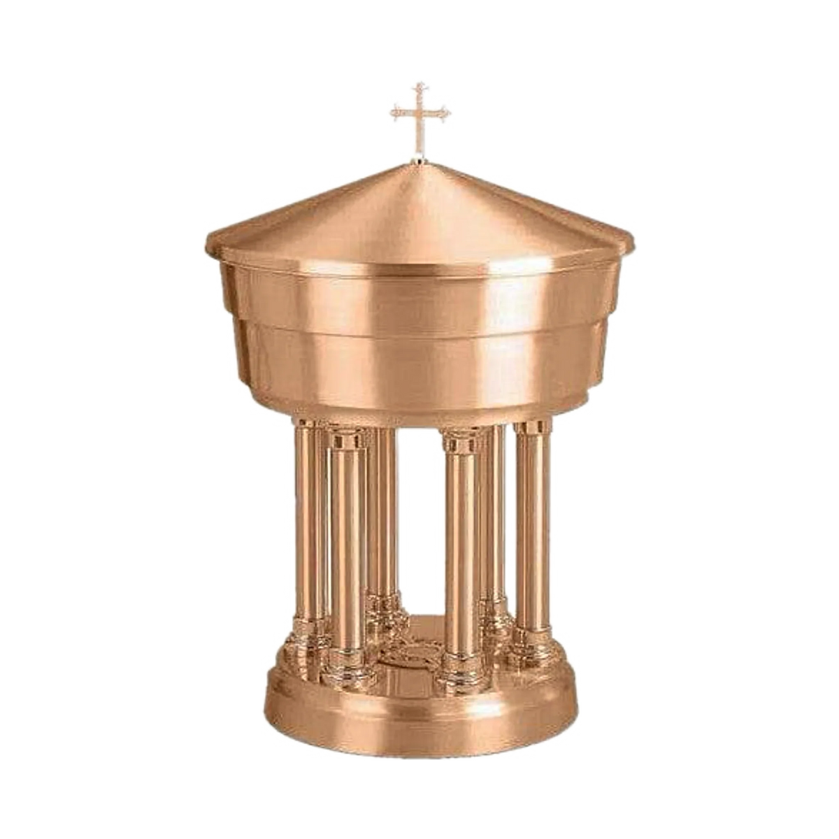 Excelsis Progressive Bronze 1139-137 baptismal font with lid and cross finial