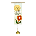 Koley's K175 satin brass banner stand with double cross arm, view 1