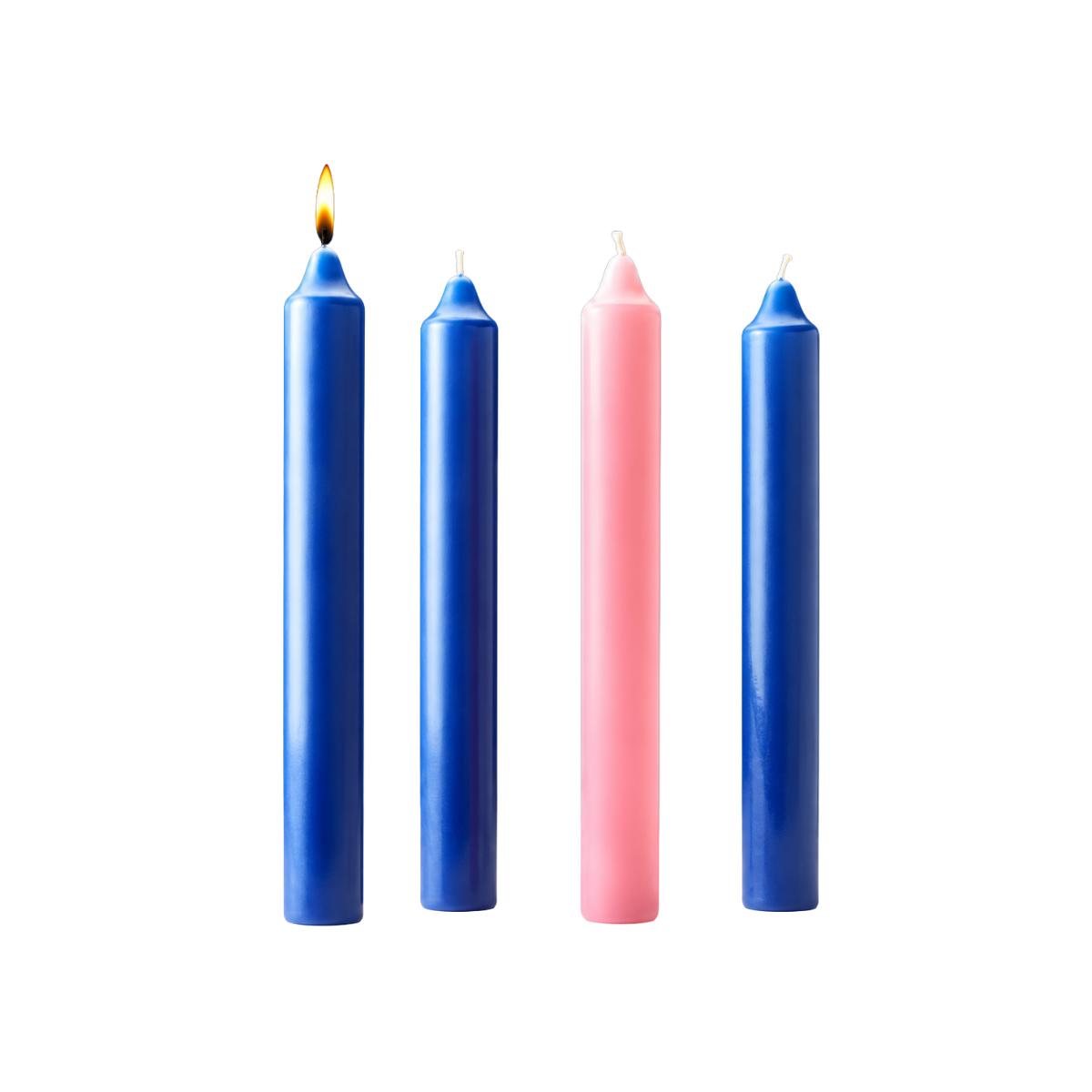 Stearine Advent candles 1-1/2" x 16", 3 purple and 1 rose