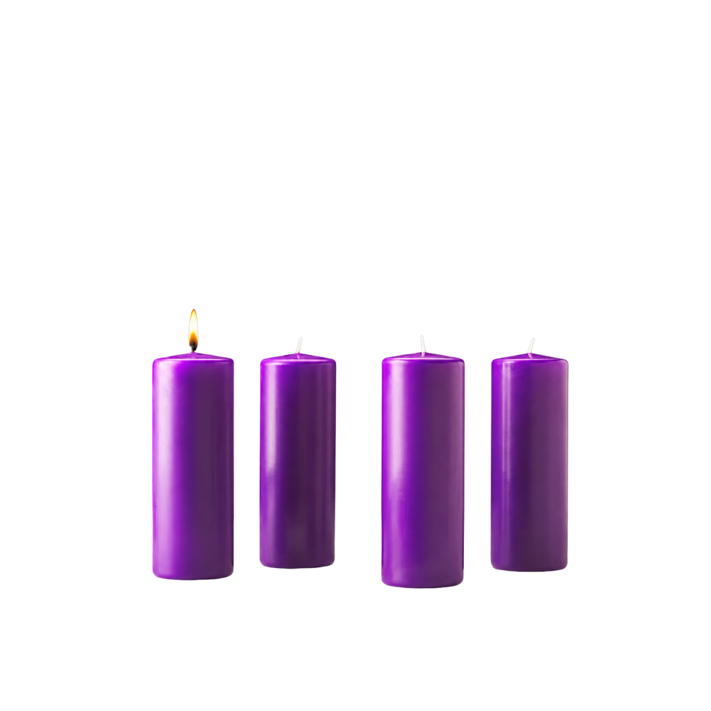Stearine pillar Advent candles 3" x 8", 4 purple