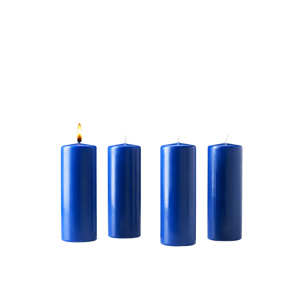 Stearine pillar Advent candles 3" x 8", 4 Sarum blue