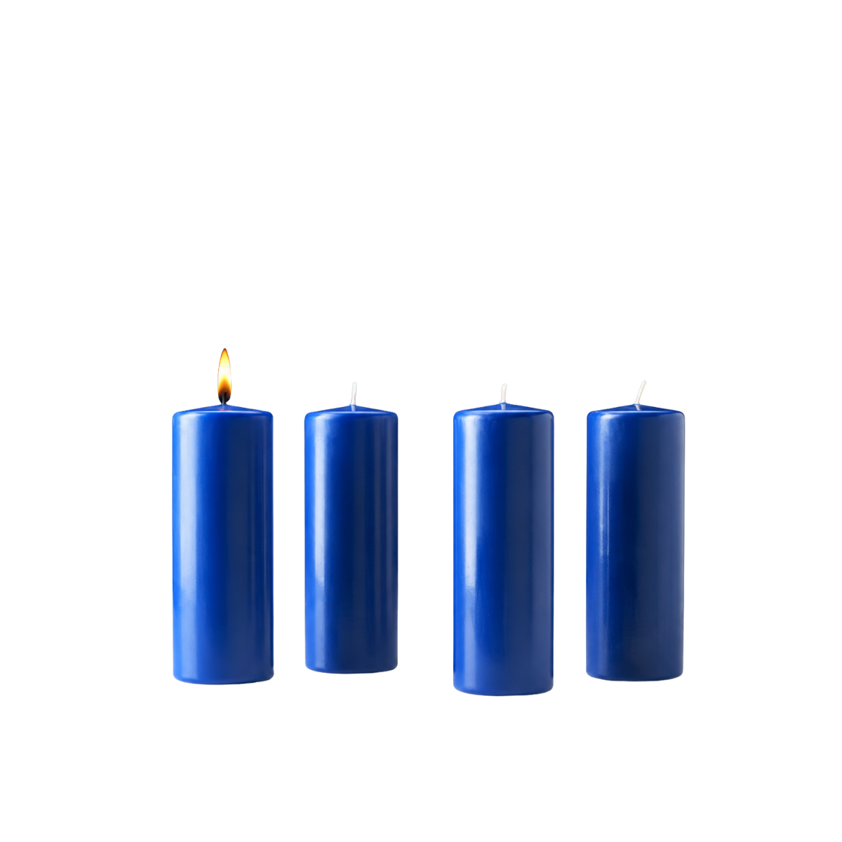 Stearine pillar Advent candles 3" x 8", 4 Sarum blue