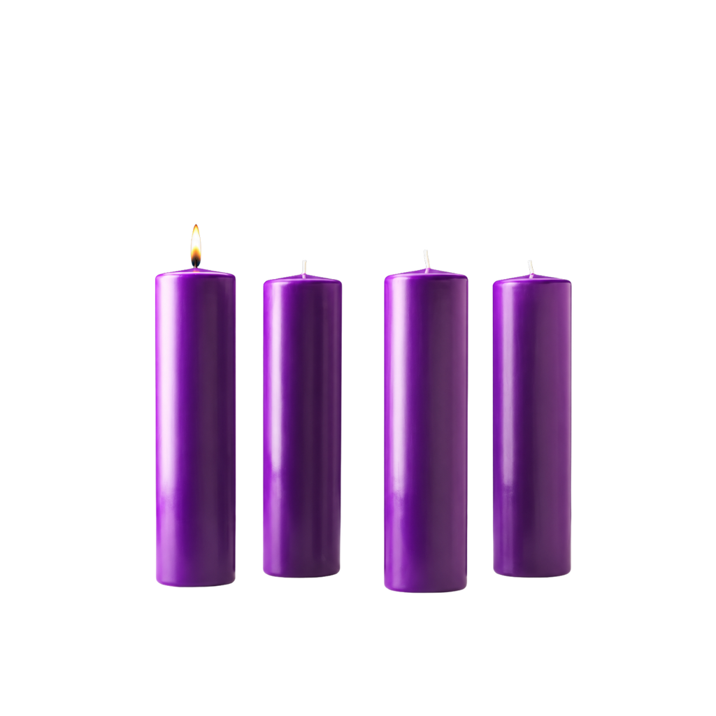 Stearine pillar Advent candles 3" x 12", 4 purple