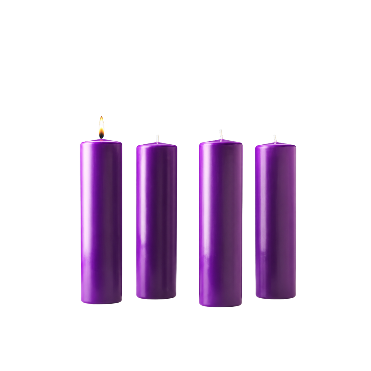 Stearine pillar Advent candles 3" x 12", 4 purple