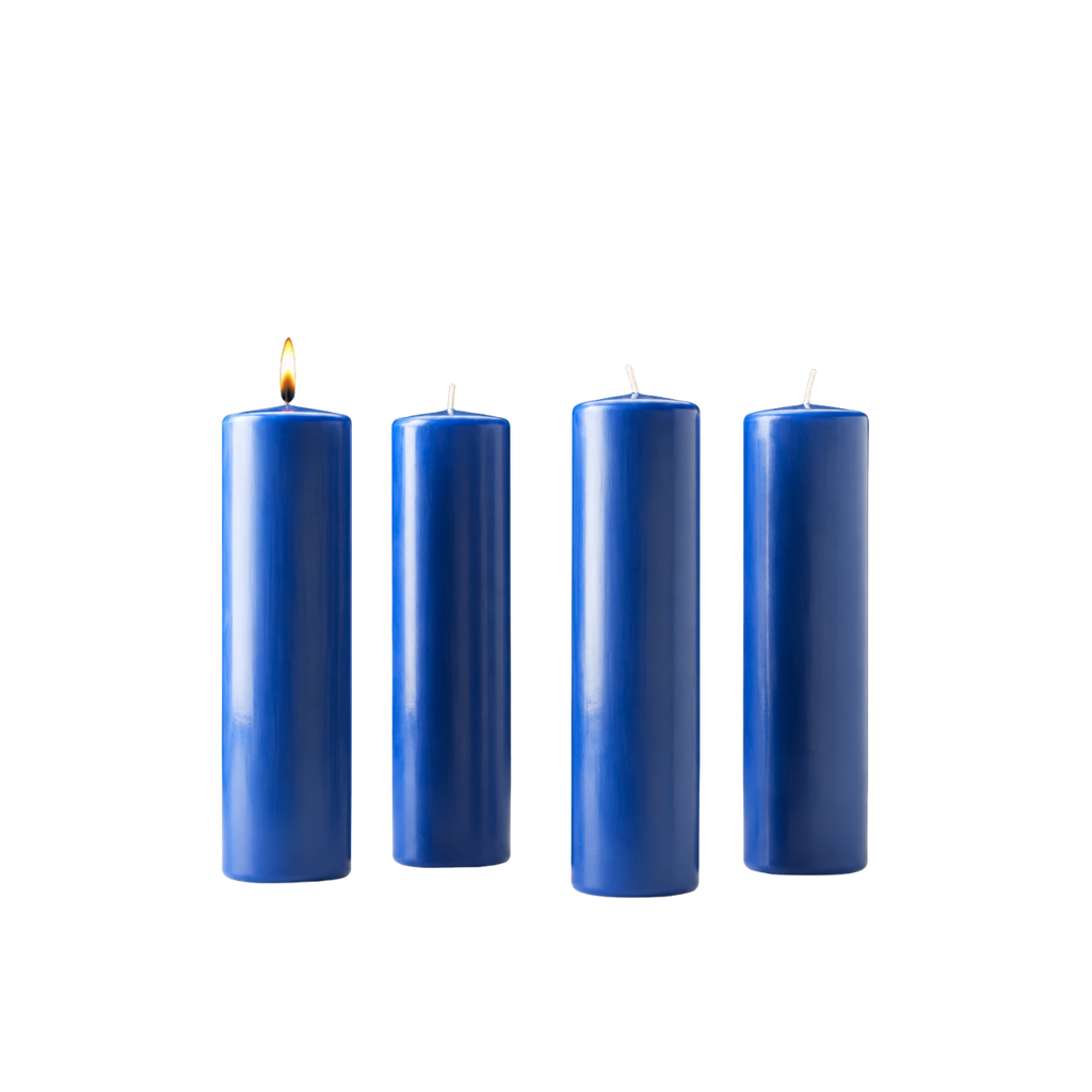 Stearine pillar Advent candles 3" x 12", 4 Sarum blue