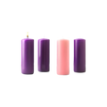 Stearine pillar Advent candles 3" x 8", 3 purple and 1 rose