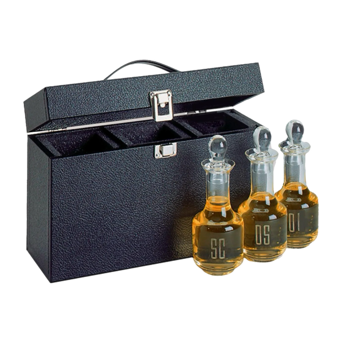 Koley's K71 crystal ambry set of three engraved oil bottles