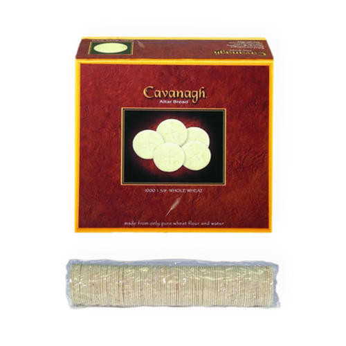 Box of 1,000 Cavanagh 1-1/8 inch whole wheat altar bread hosts in rolls