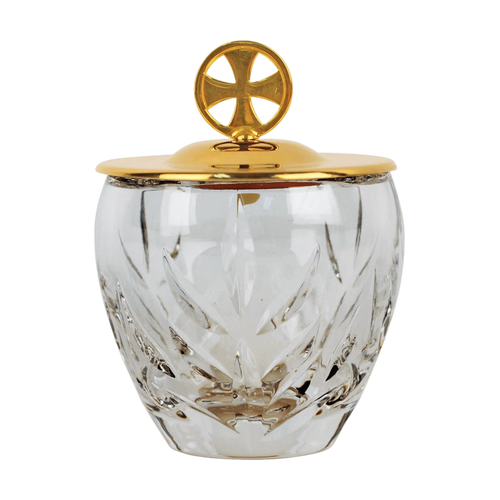 Koley's K119 ablution cup with crystal bowl and gold-plated cross and cover