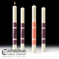Cathedral Candle Company ArtisanWax Advent candles with textured color bands and gold accents, view 3