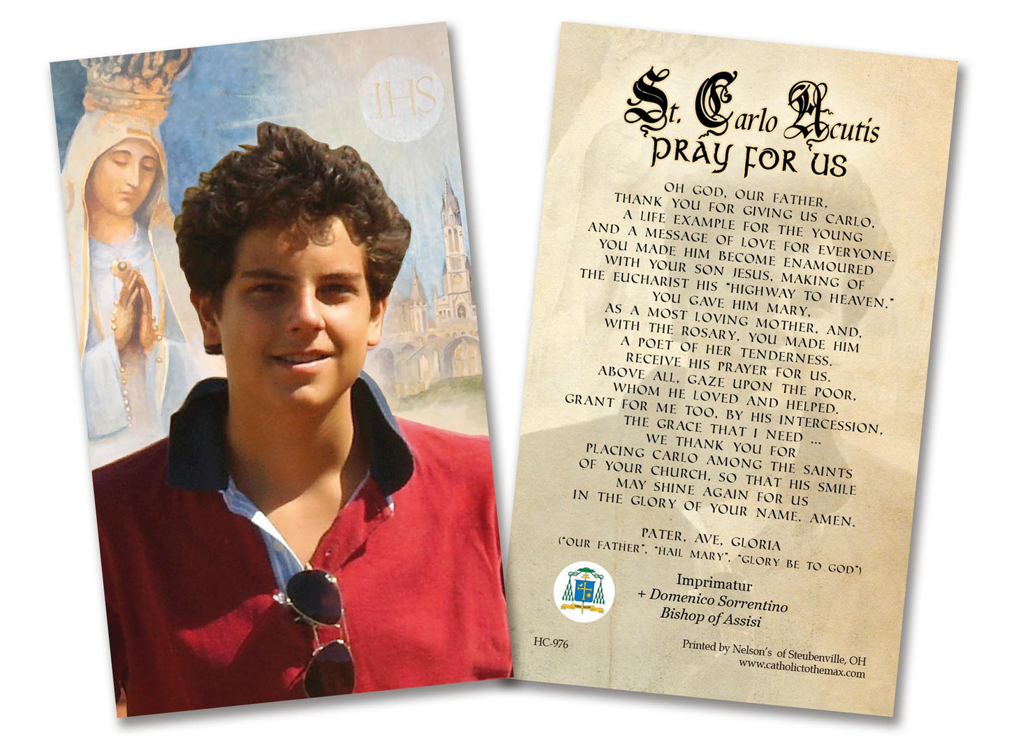Saint Carlo Acutis with the Eucharist Holy Card