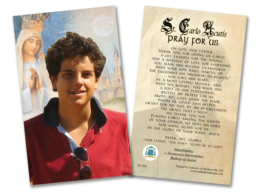 Saint Carlo Acutis with the Eucharist Holy Card