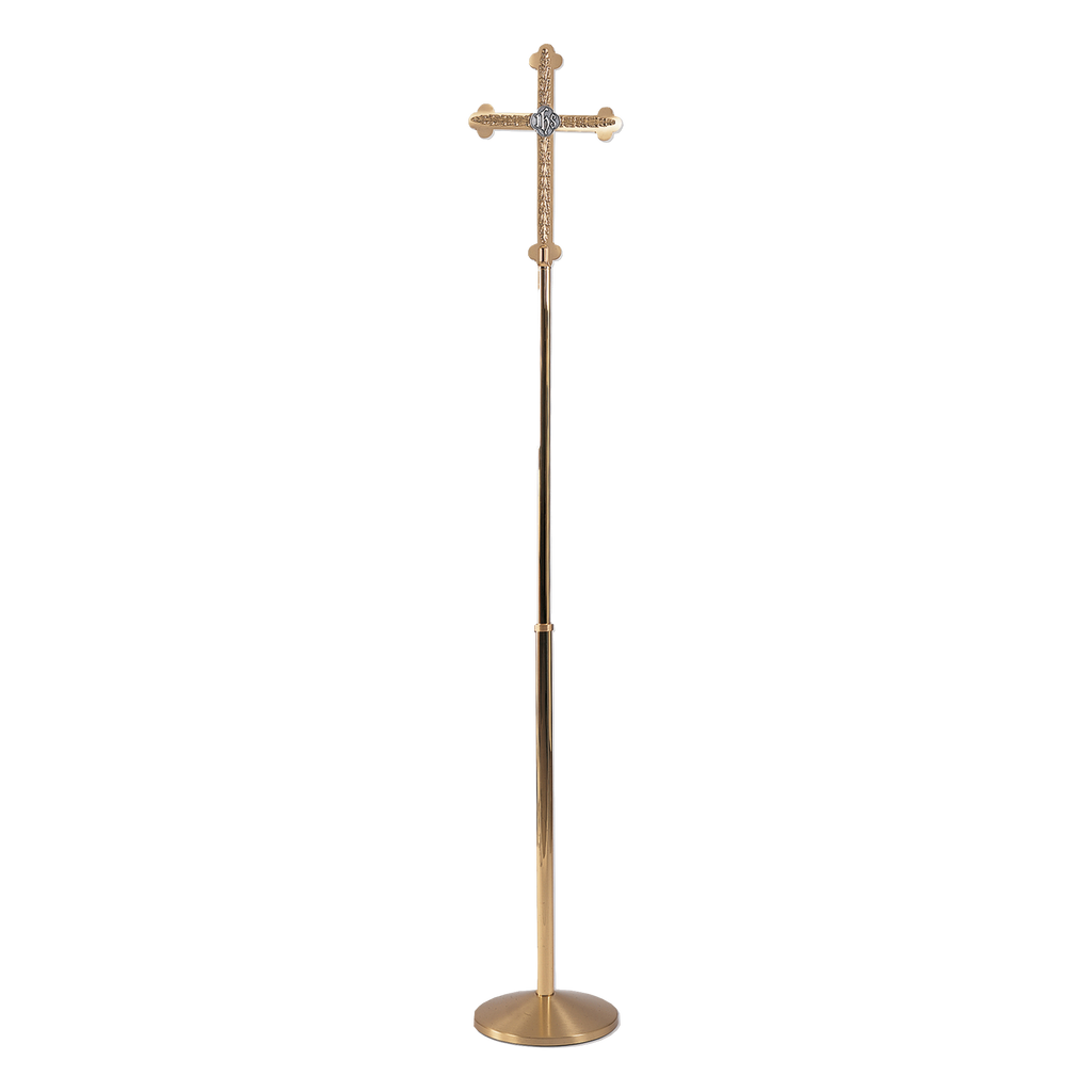 Koley's K1060 two-tone brass processional cross with IHS