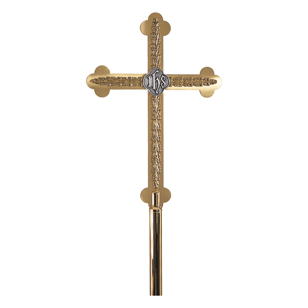 Koley's K1060 two-tone brass processional cross with IHS – alternate view 2 of 2