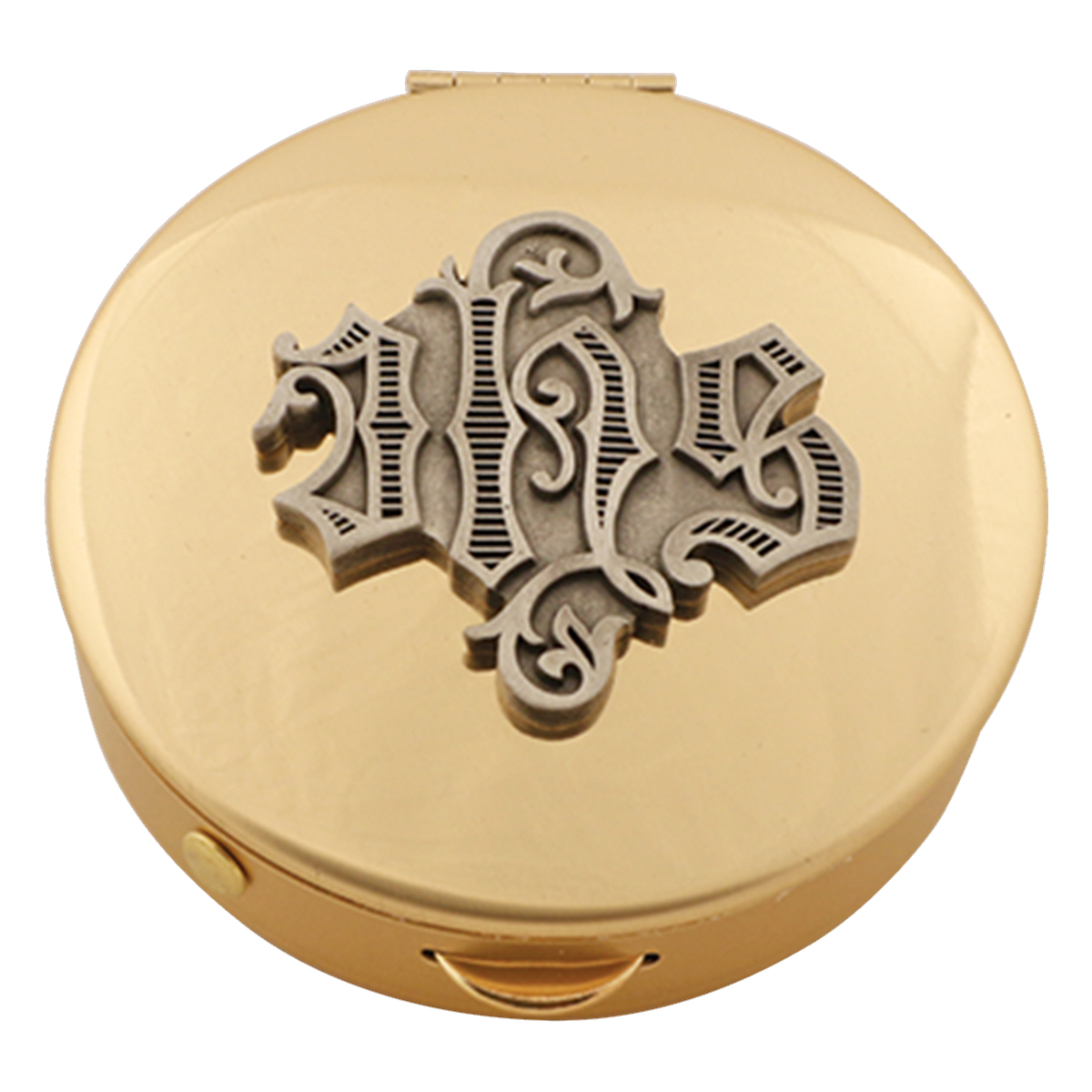 Koley's K121 brass pyx with IHS medallion