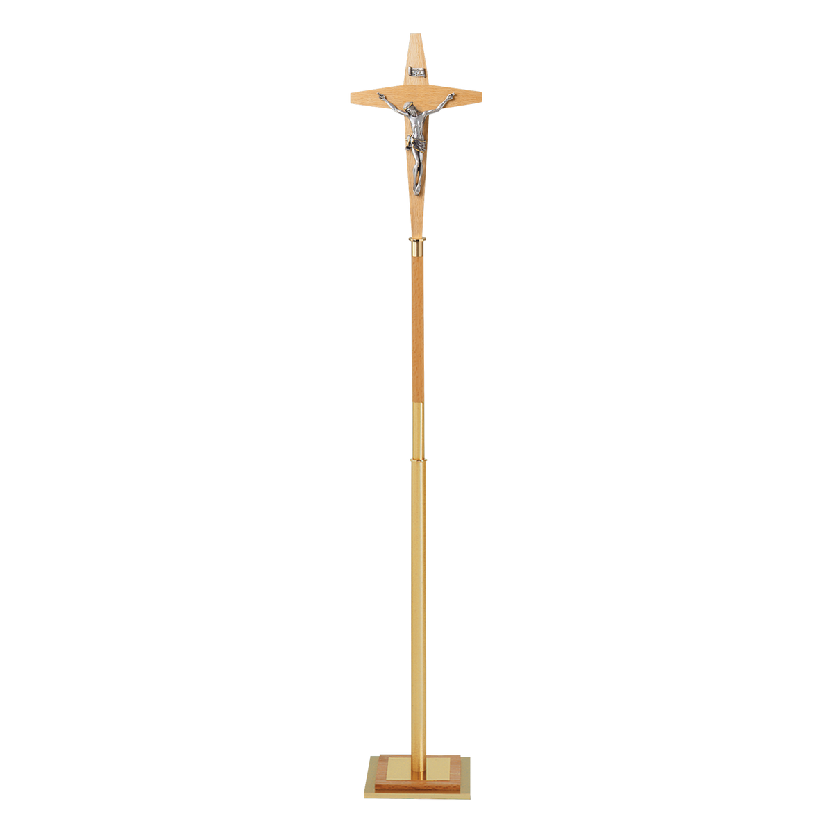 Koley's K130 oak and satin brass processional crucifix