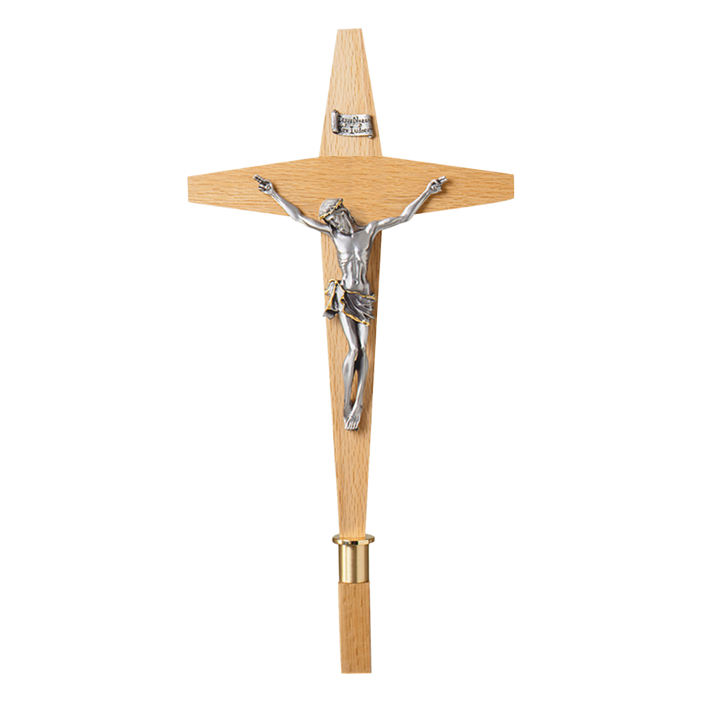Koley's K130 oak and satin brass processional crucifix – alternate view 2 of 2