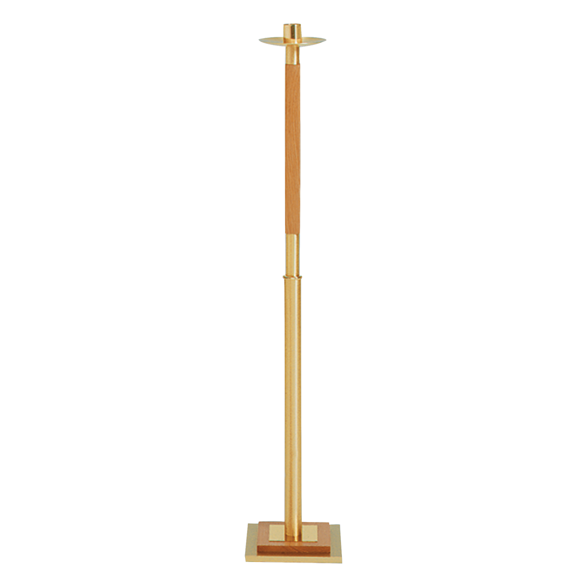 Koley's K131 oak and satin brass processional candlestick