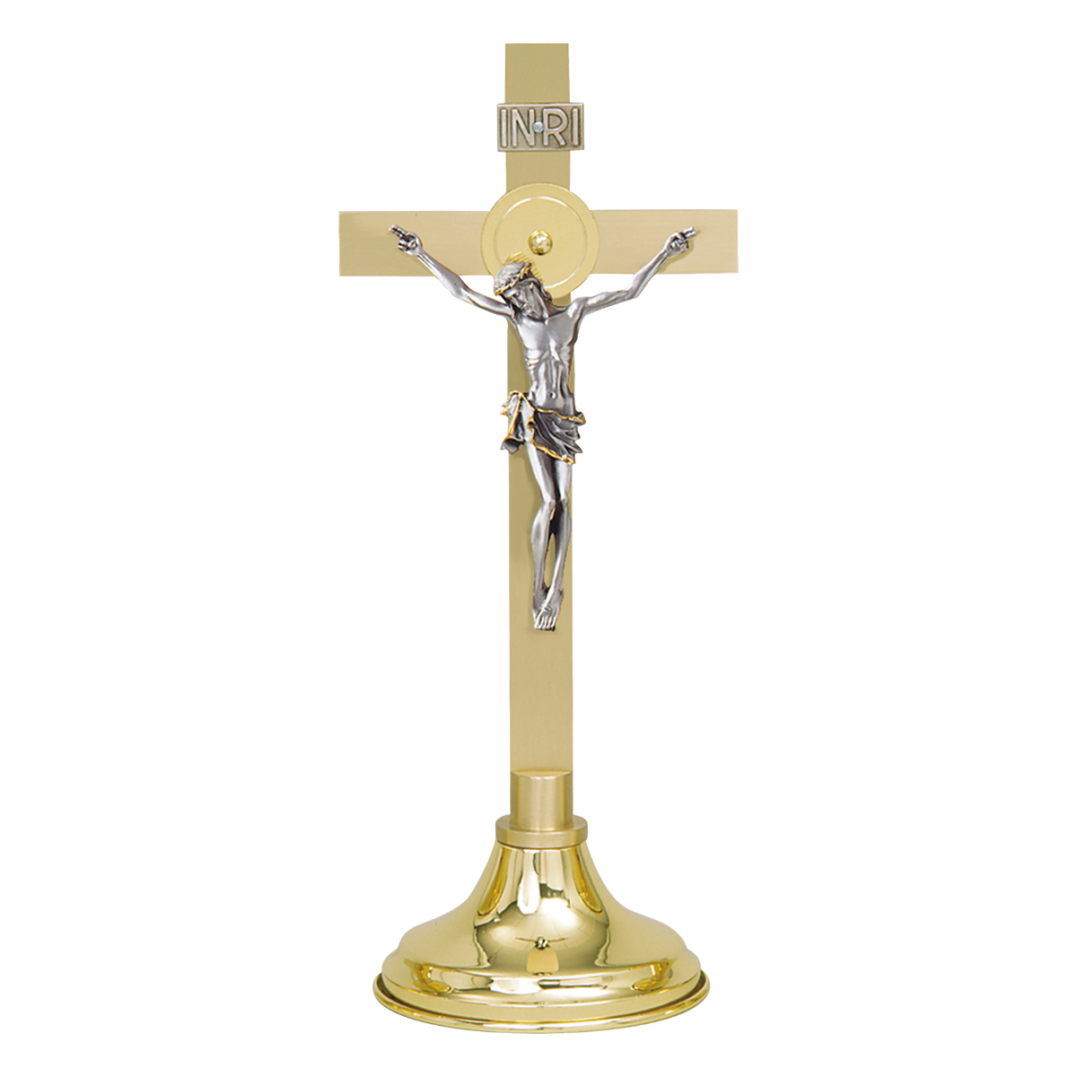 Koley's K146 two-tone brass crucifix with oxidized silver corpus