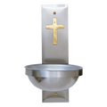 Koley's K149 stainless holy water font with brass cross