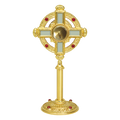 Koley's K155 gold plated ostensorium with ruby glass stones