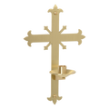 Koley's K184 satin brass fleur-de-lis cross dedication candle bracket