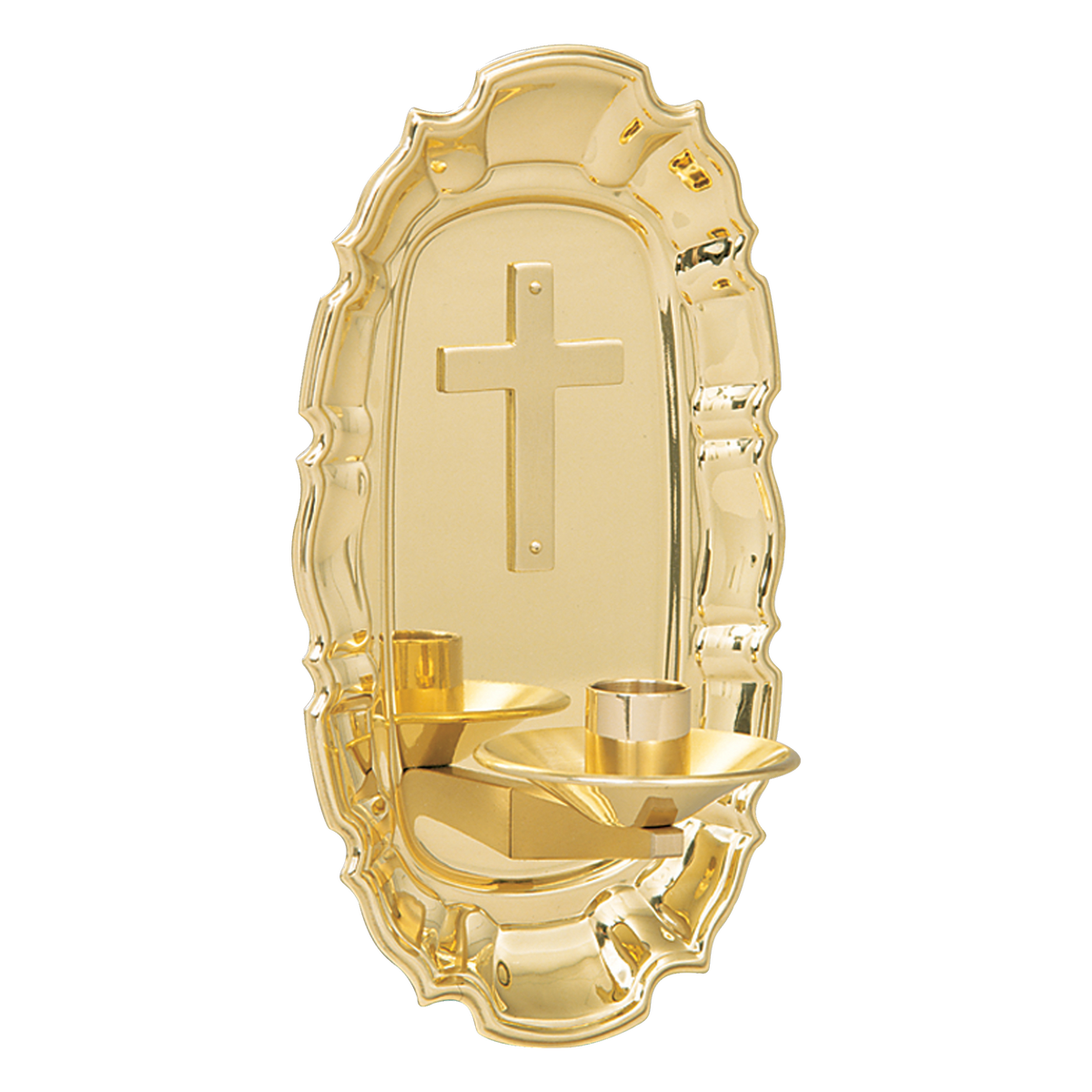 Koley's K185 bright brass dedication wall candle bracket