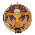 Koley's K187 gold plated pyx with enameled emblem