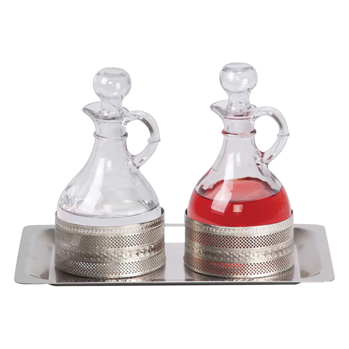 Koley's K241 processional cruet set on stainless tray