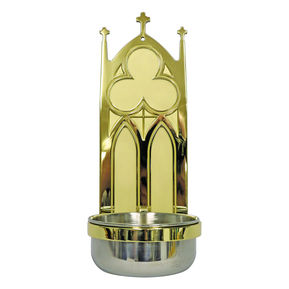 Koley's K247 solid brass holy water font with stainless bowl