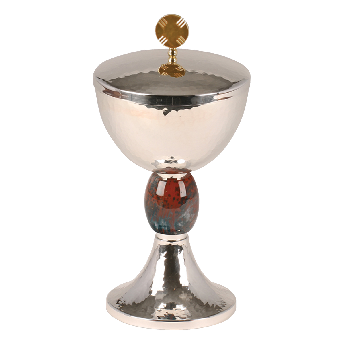 Koley's K2532 hammered silver plated ciborium with bloodstone node