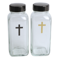 Koley's K326 glass cruets with black and gold crosses