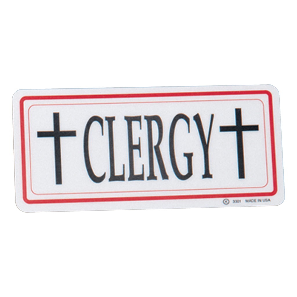 Koley's K3301 double-sided Clergy/Emergency sign with red border
