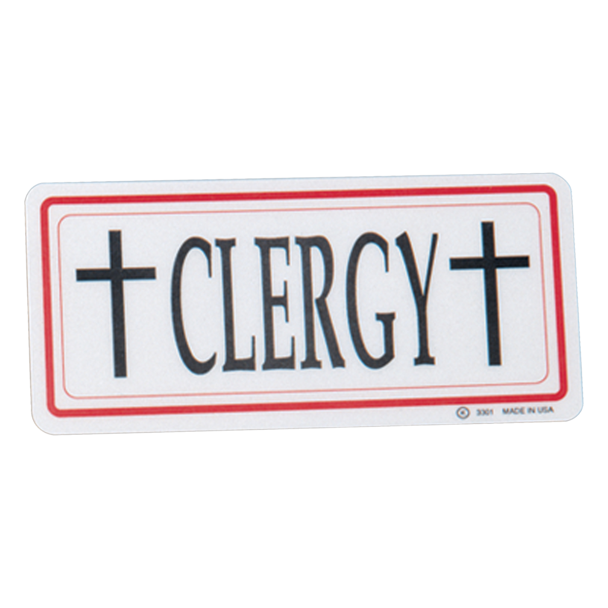 Koley's K3301 double-sided Clergy/Emergency sign with red border