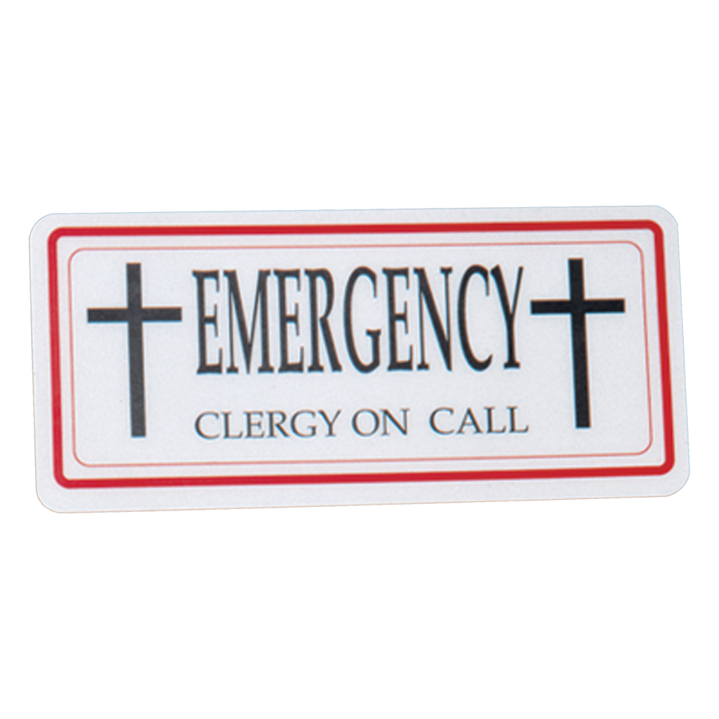 Koley's K3301 double-sided Clergy/Emergency sign with red border – alternate view 2 of 2