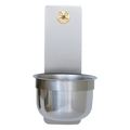 Koley's K349 stainless holy water font with brass cross