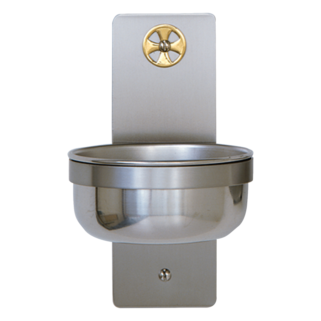 Koley's K349 stainless holy water font with brass cross – alternate view 2 of 2