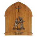 Koley's K376 cold cast bronze Stations of the Cross on oak plaques