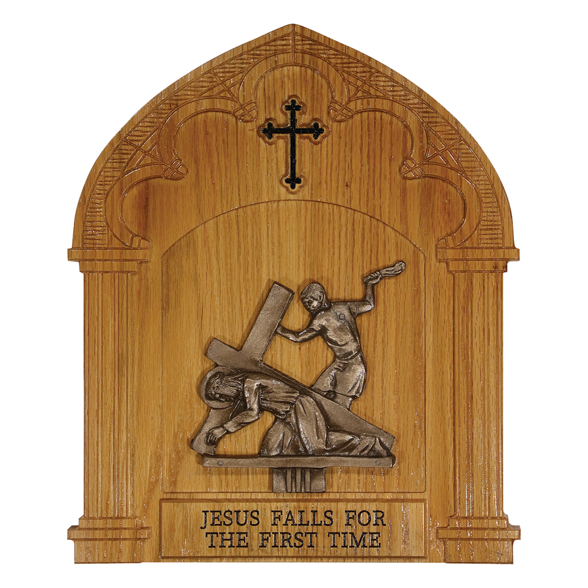 Koley's K376 cold cast bronze Stations of the Cross on oak plaques – alternate view 2 of 2
