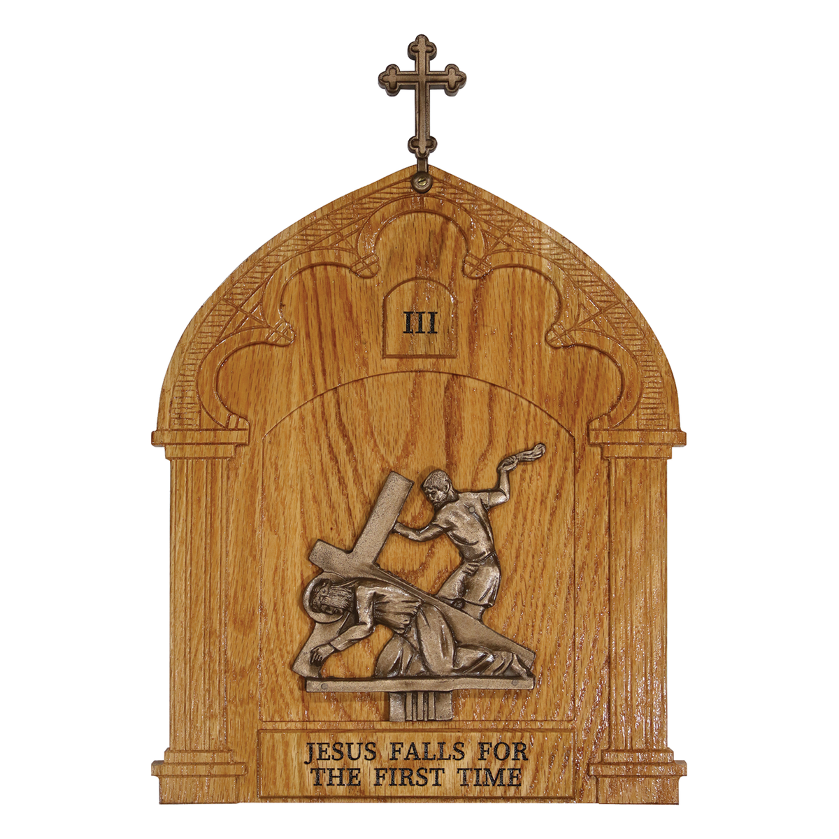 Koley's K377 cold cast bronze Stations of the Cross on oak plaques – alternate view 2 of 2