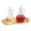 Koley's K382 cruet set with satin brass tray