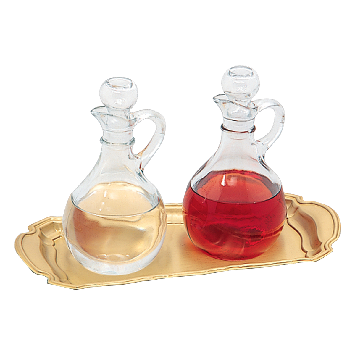 Koley's K382 cruet set with satin brass tray