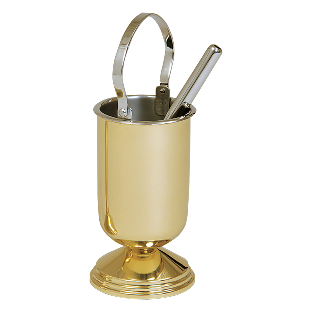 Koley's K384 polished brass holy water pot and sprinkler
