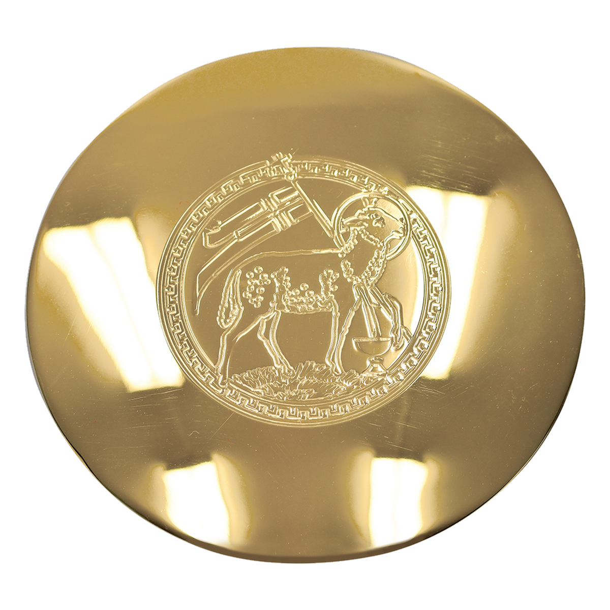 Koley's K389 gold scale paten with engraved Agnus Dei