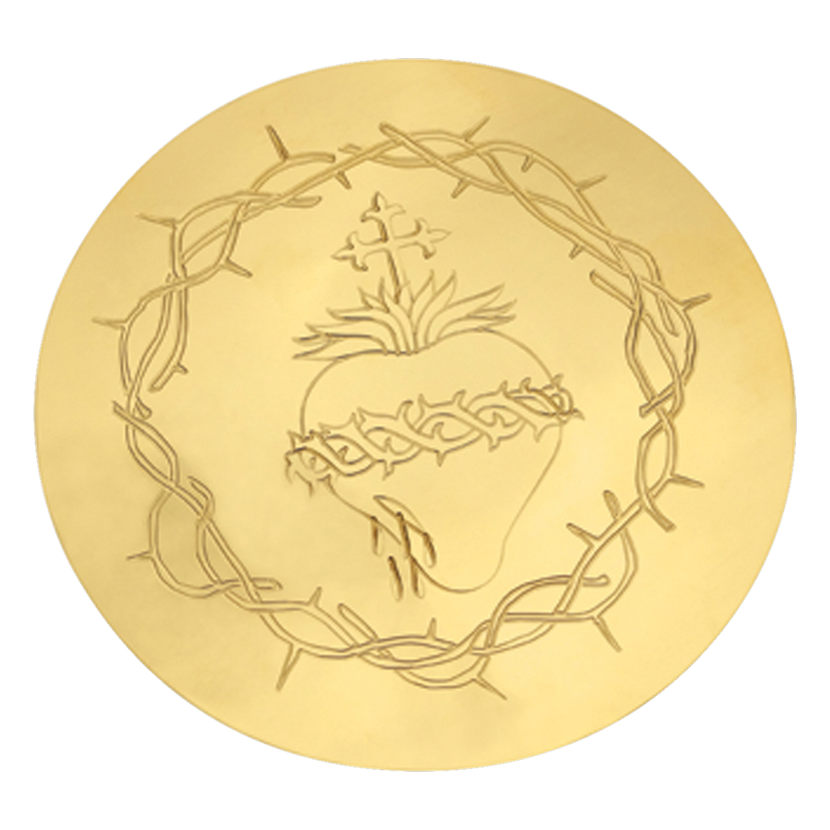Koley's K398 gold scale paten with engraved Sacred Heart